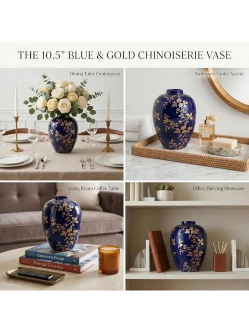 Vintage Ice Crackle Glaze Ceramic Flower Vase - Chinoiserie Rustic Home Decor